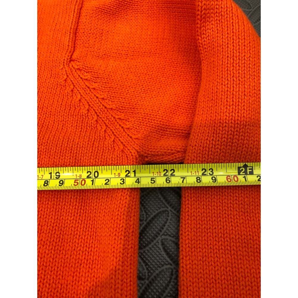 Lauren Ralph Lauren Sweater Women S Petite Orange Quarter Zip Crest Cotton Knit - Picture 5 of 8